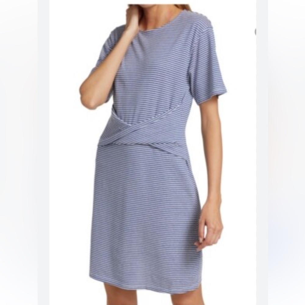 Theory Women's Front Twist Stripe Tee Dress